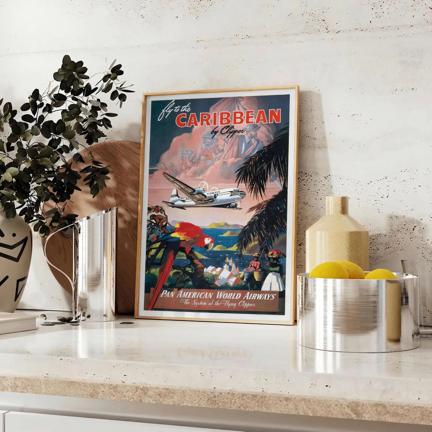 Fly To The Caribean Travel Poster Print
