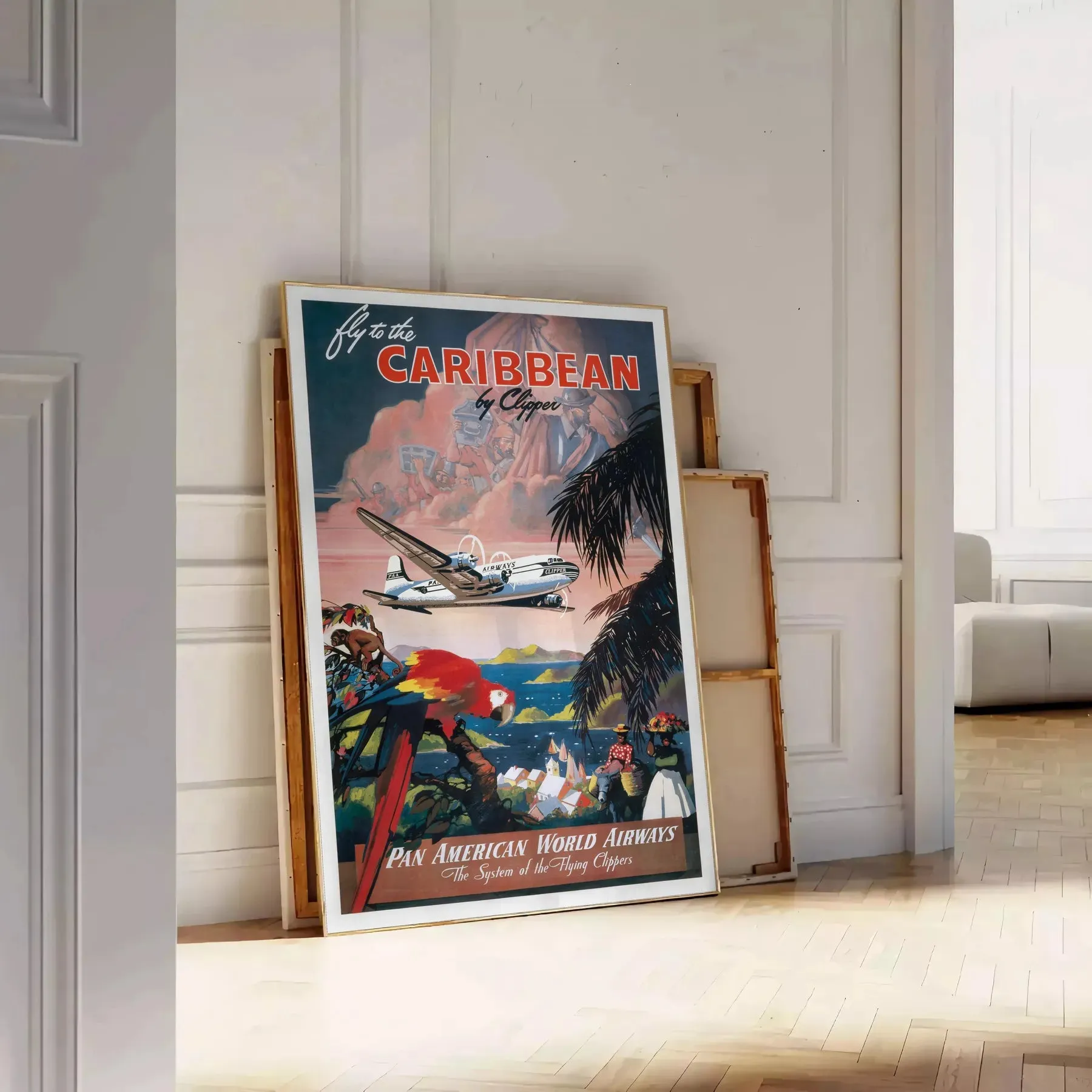 Fly To The Caribean Travel Poster Print