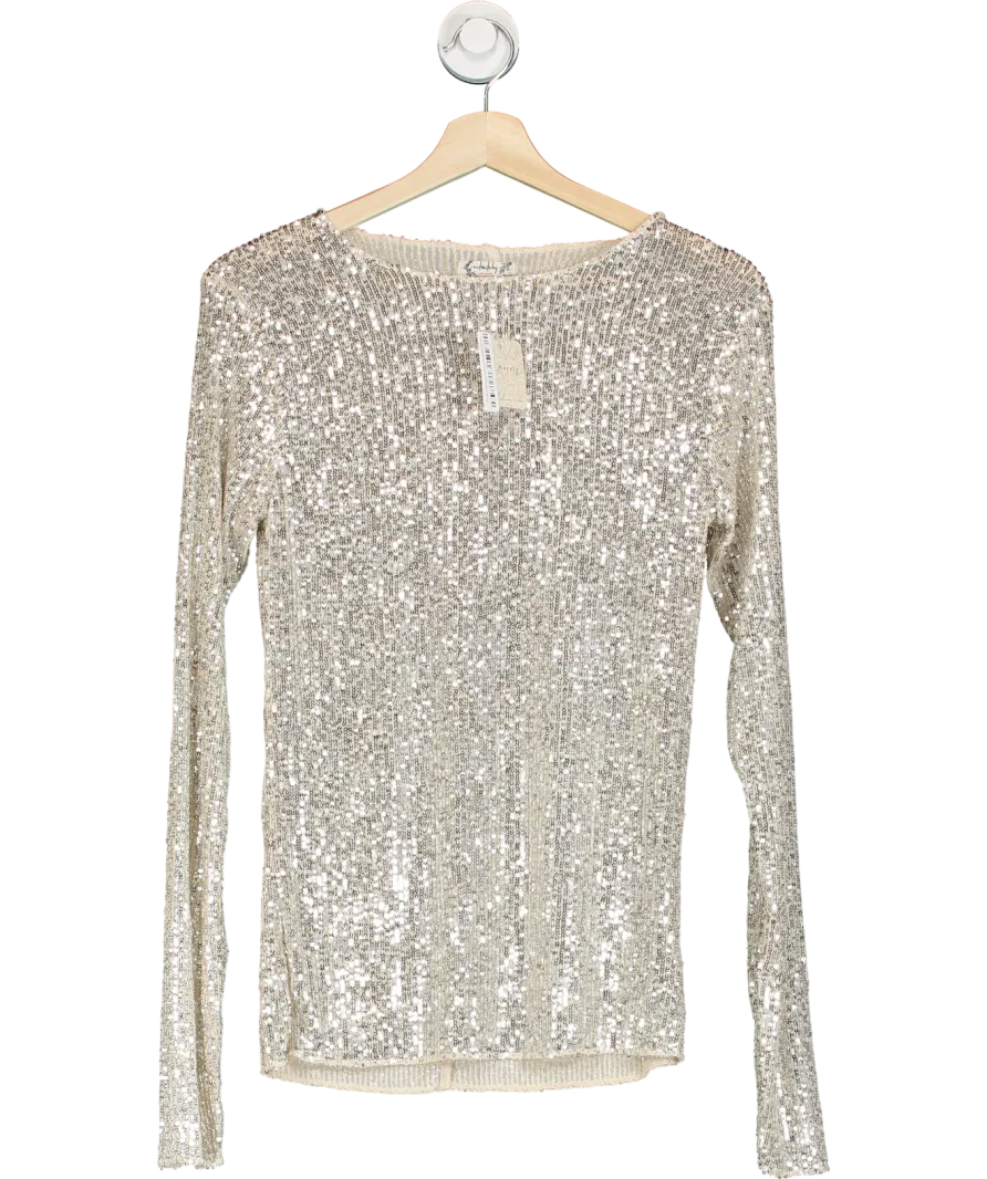 Free People Metallic Gold Rush Long Sleeve UK XS