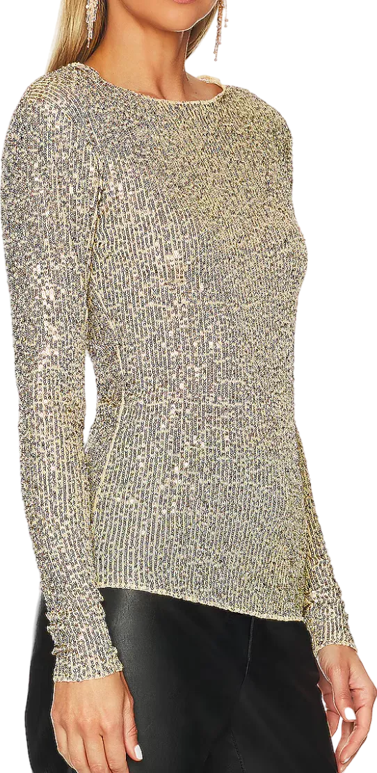 Free People Metallic Gold Rush Long Sleeve UK XS