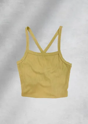Freya Ribbed Crop Top - Lemon