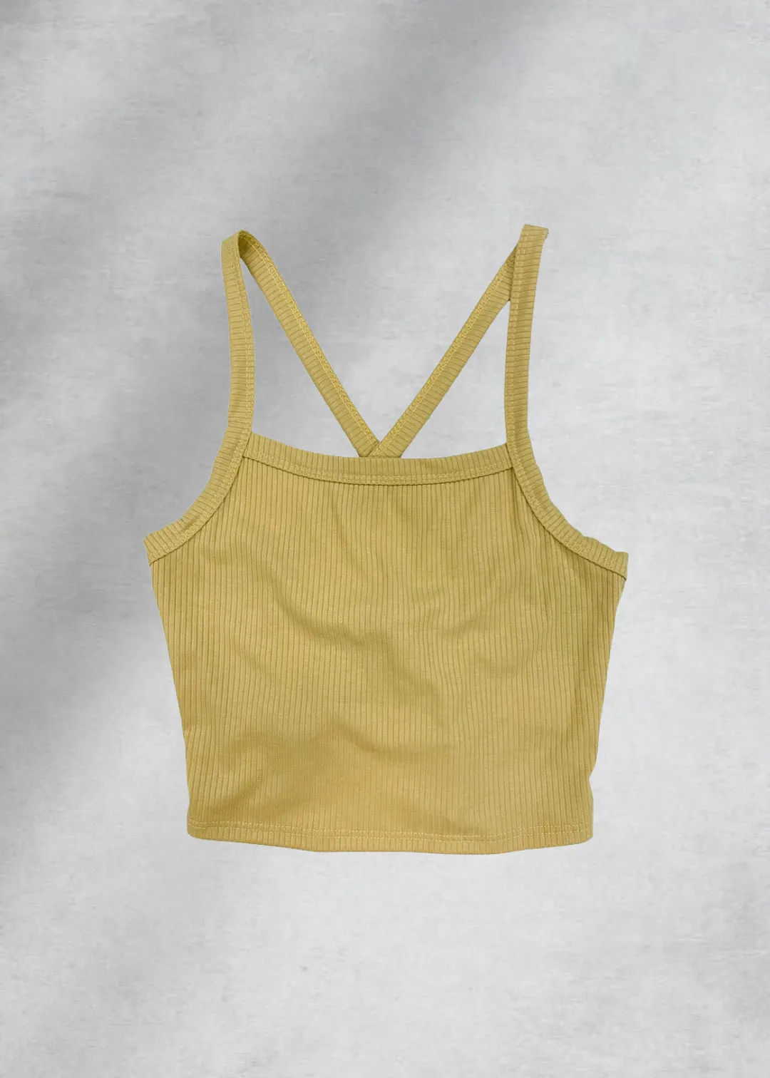 Freya Ribbed Crop Top - Lemon