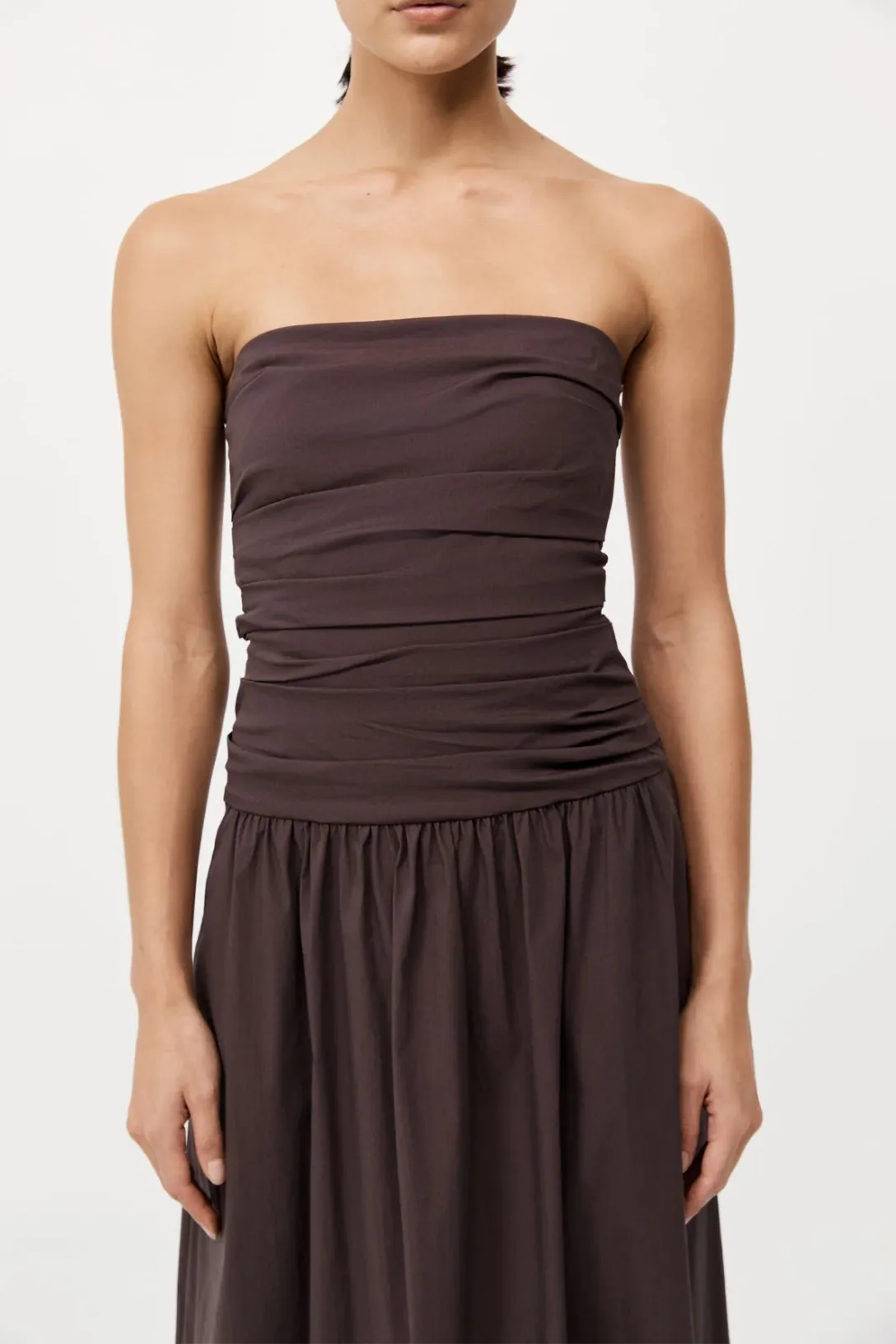 Gathered Strapless Tie Back Dress | Chocolate Plum