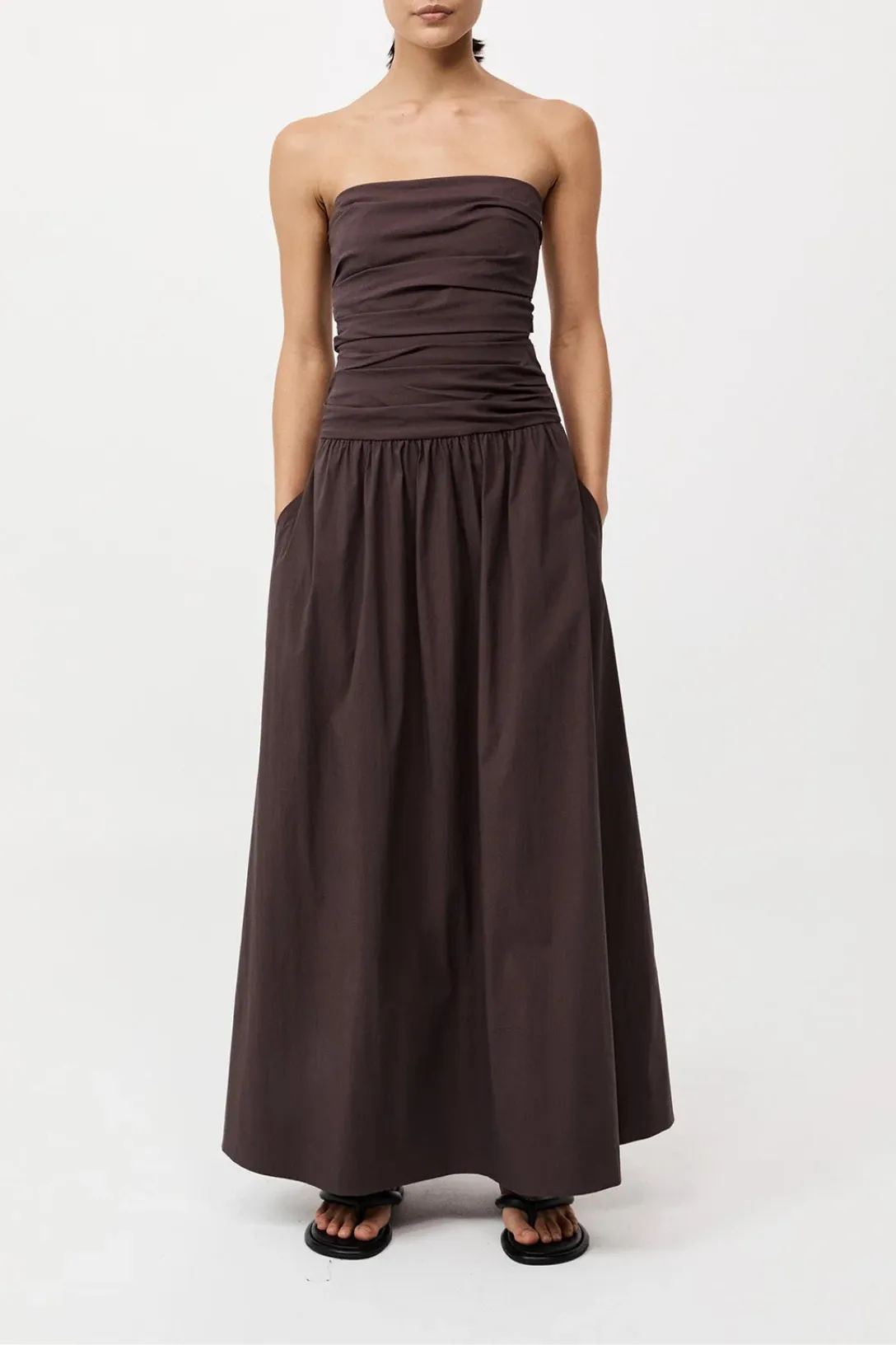 Gathered Strapless Tie Back Dress | Chocolate Plum