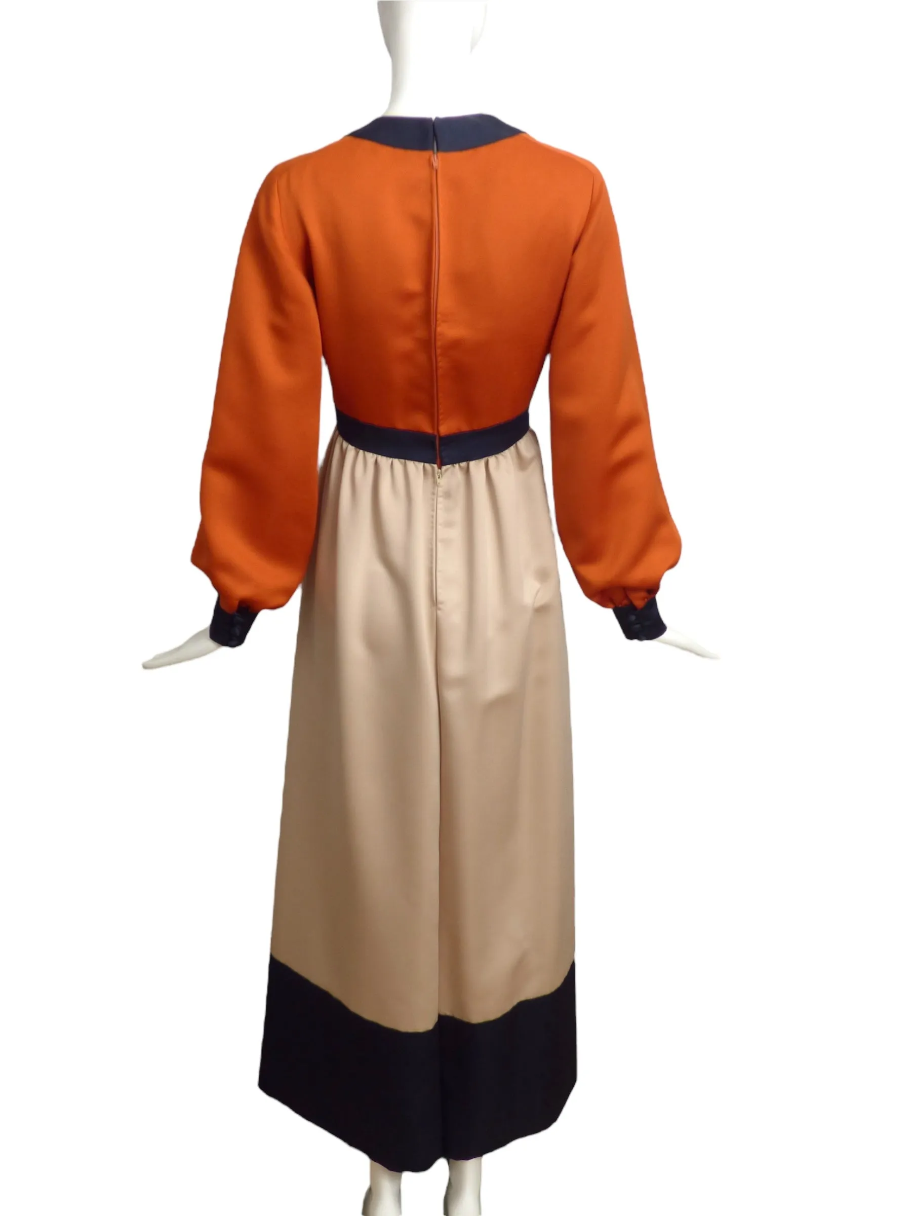 GEOFFREY BEENE - 1973 Color Block Satin Evening Gown, Size 4