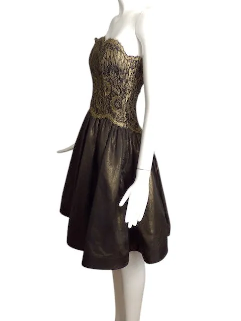 GEOFFREY BEENE- c.1987 Lace & Organza Cocktail Dress, Size 4