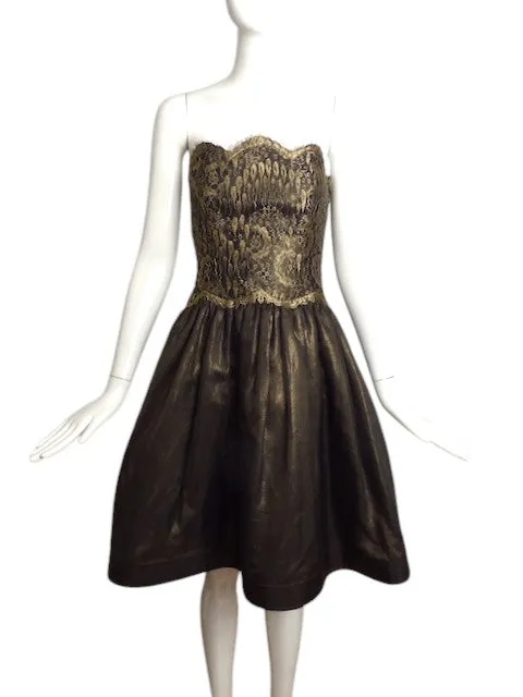 GEOFFREY BEENE- c.1987 Lace & Organza Cocktail Dress, Size 4