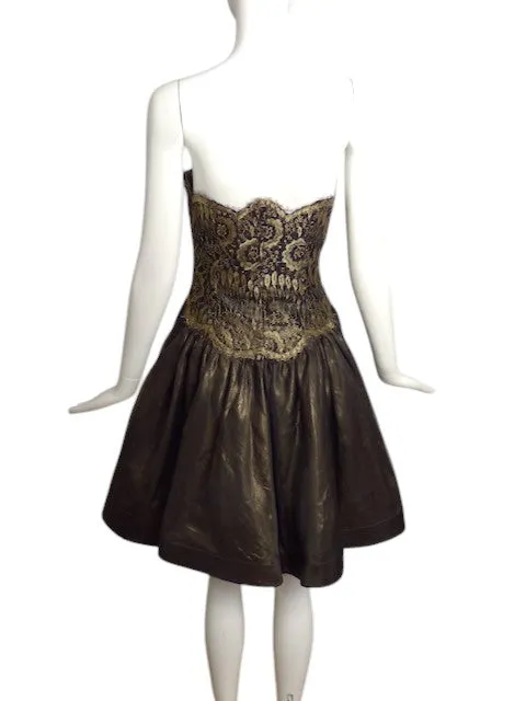 GEOFFREY BEENE- c.1987 Lace & Organza Cocktail Dress, Size 4