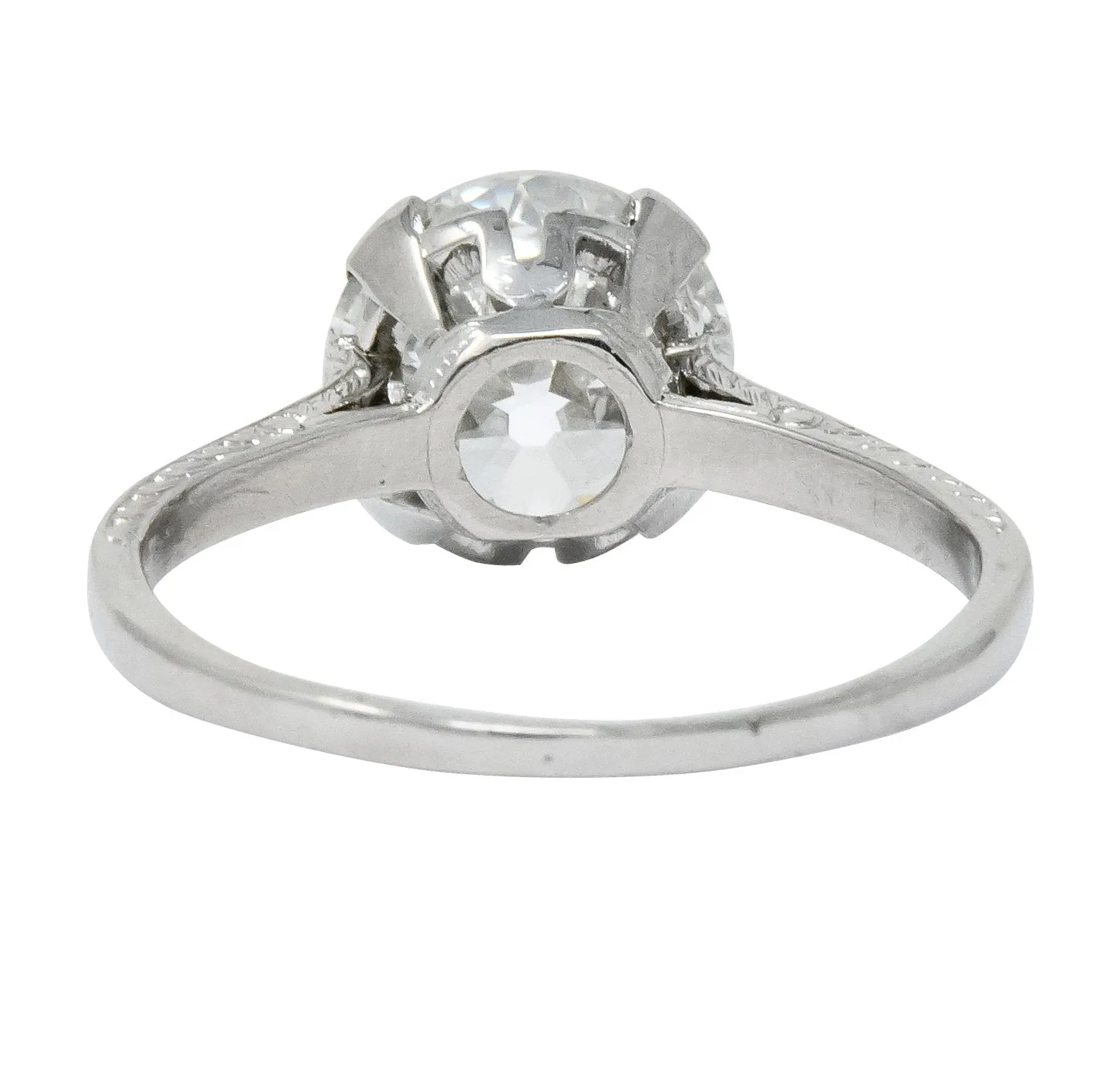 Gillot & Co. 3.21 CTW Old European Diamond Platinum Engagement Ring GIA