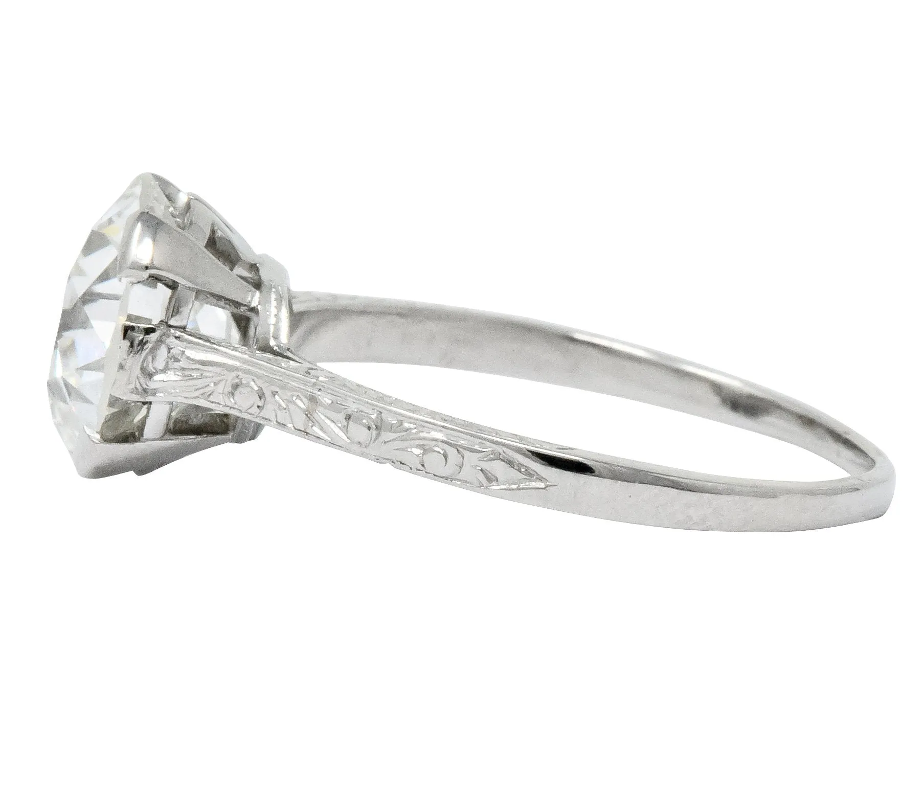 Gillot & Co. 3.21 CTW Old European Diamond Platinum Engagement Ring GIA