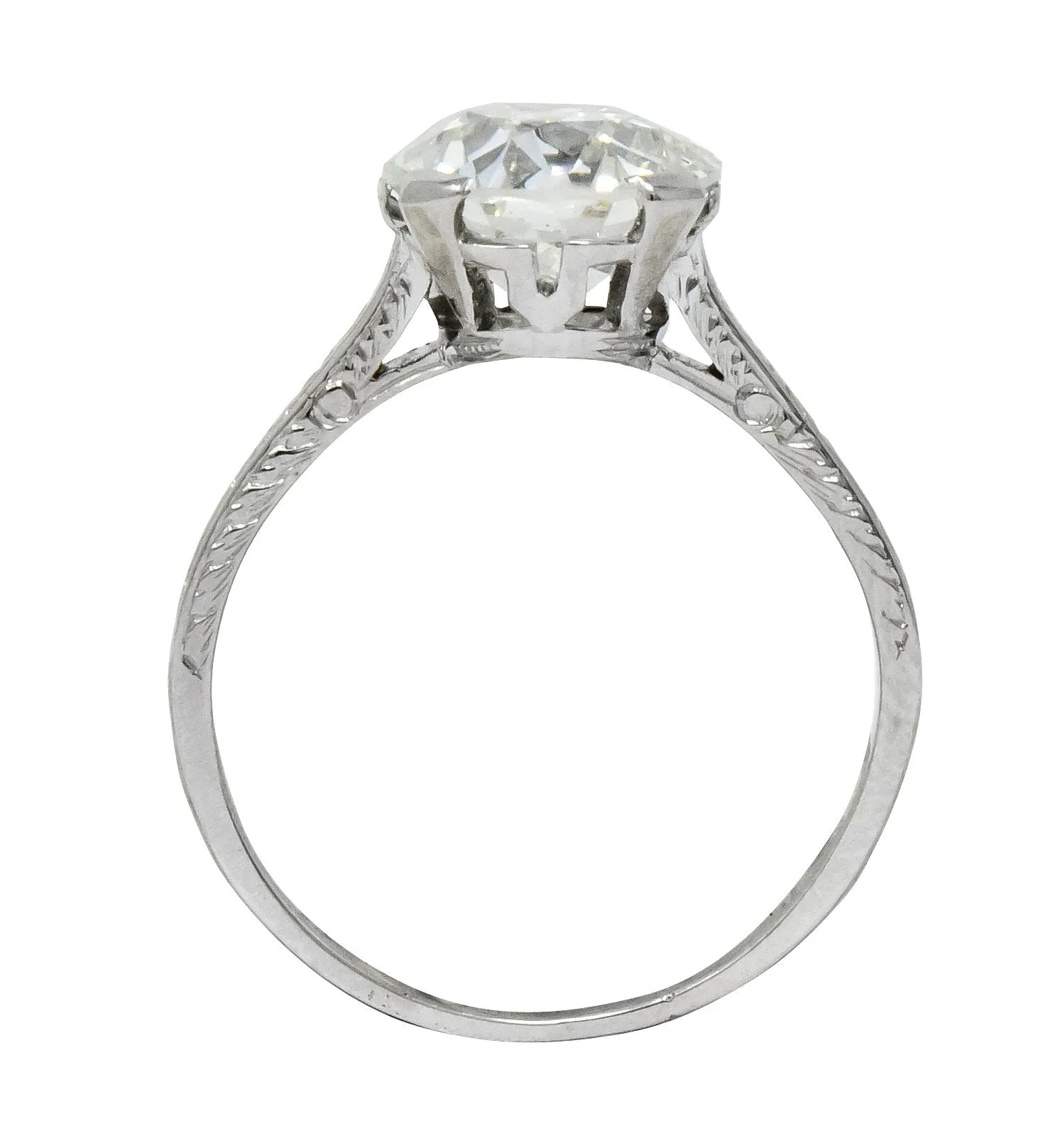 Gillot & Co. 3.21 CTW Old European Diamond Platinum Engagement Ring GIA