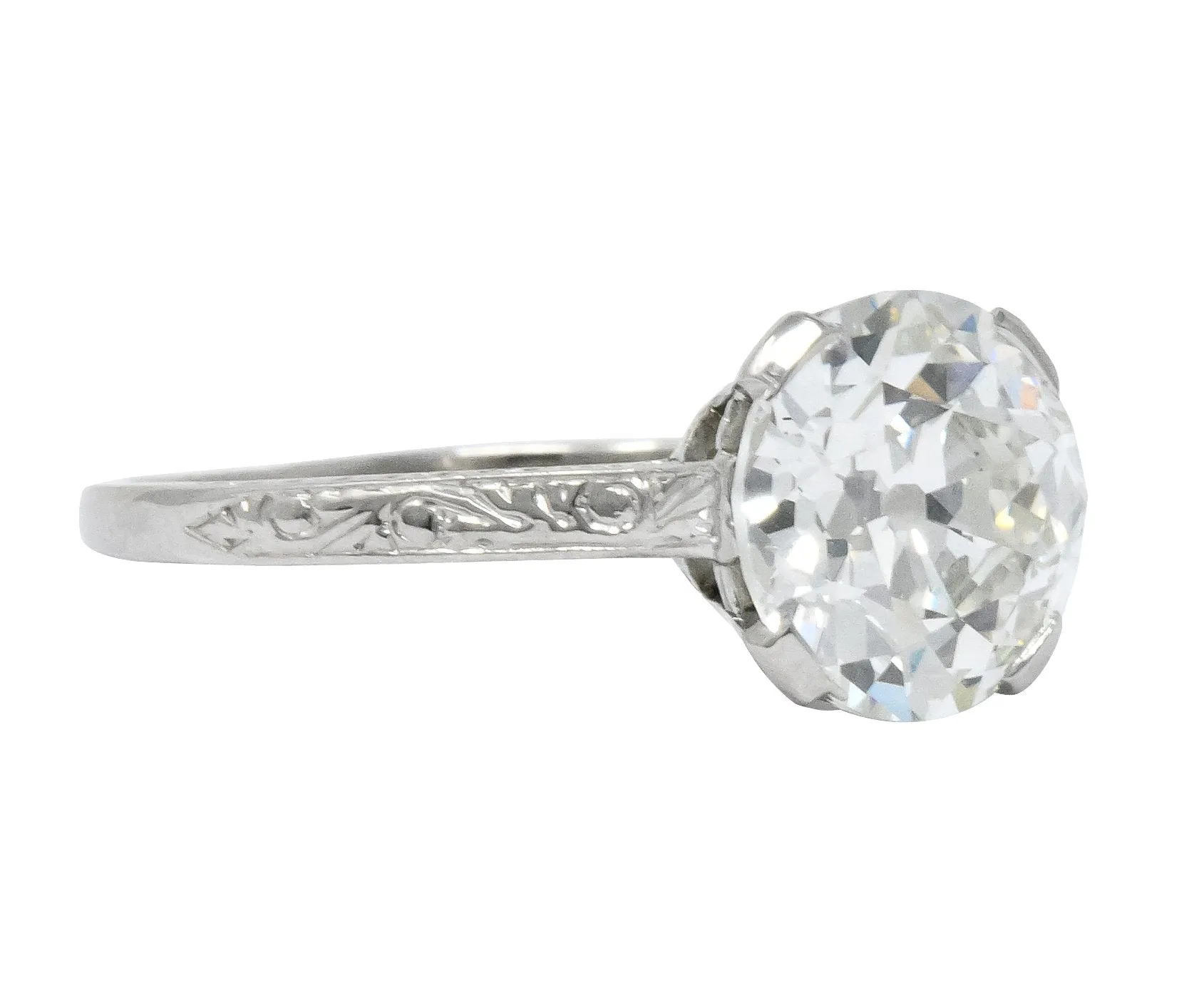 Gillot & Co. 3.21 CTW Old European Diamond Platinum Engagement Ring GIA