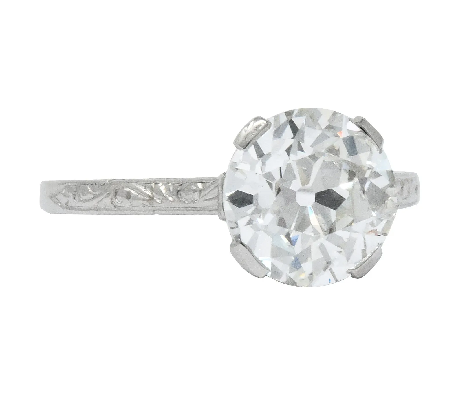 Gillot & Co. 3.21 CTW Old European Diamond Platinum Engagement Ring GIA