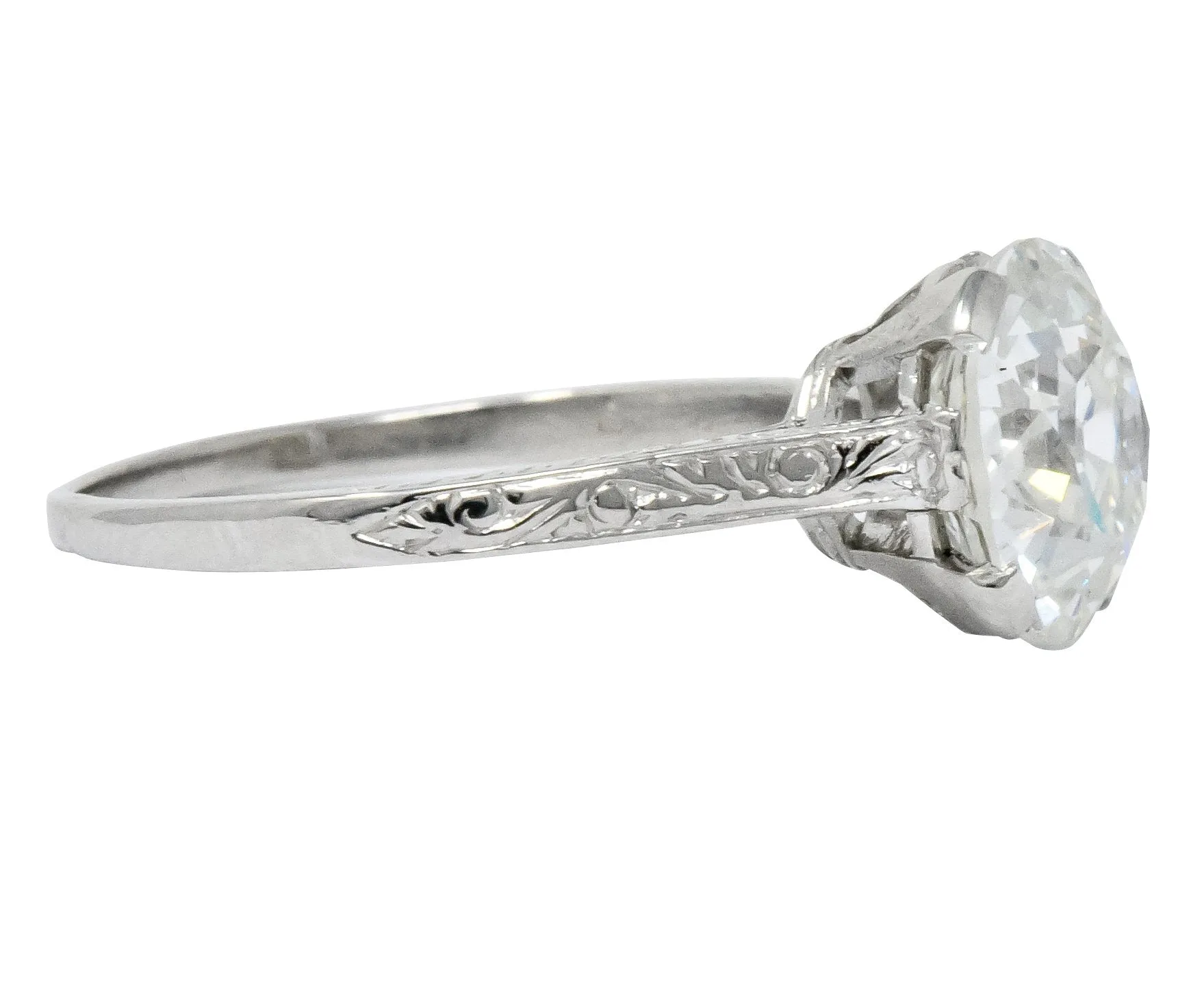 Gillot & Co. 3.21 CTW Old European Diamond Platinum Engagement Ring GIA