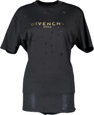 GIvenchy Black / Metallic Gold Destroy Masculine Cut T-shirt UK XS
