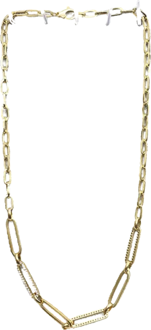 glambou Metallic 18k Gold Plated Pave Chain Link Necklace
