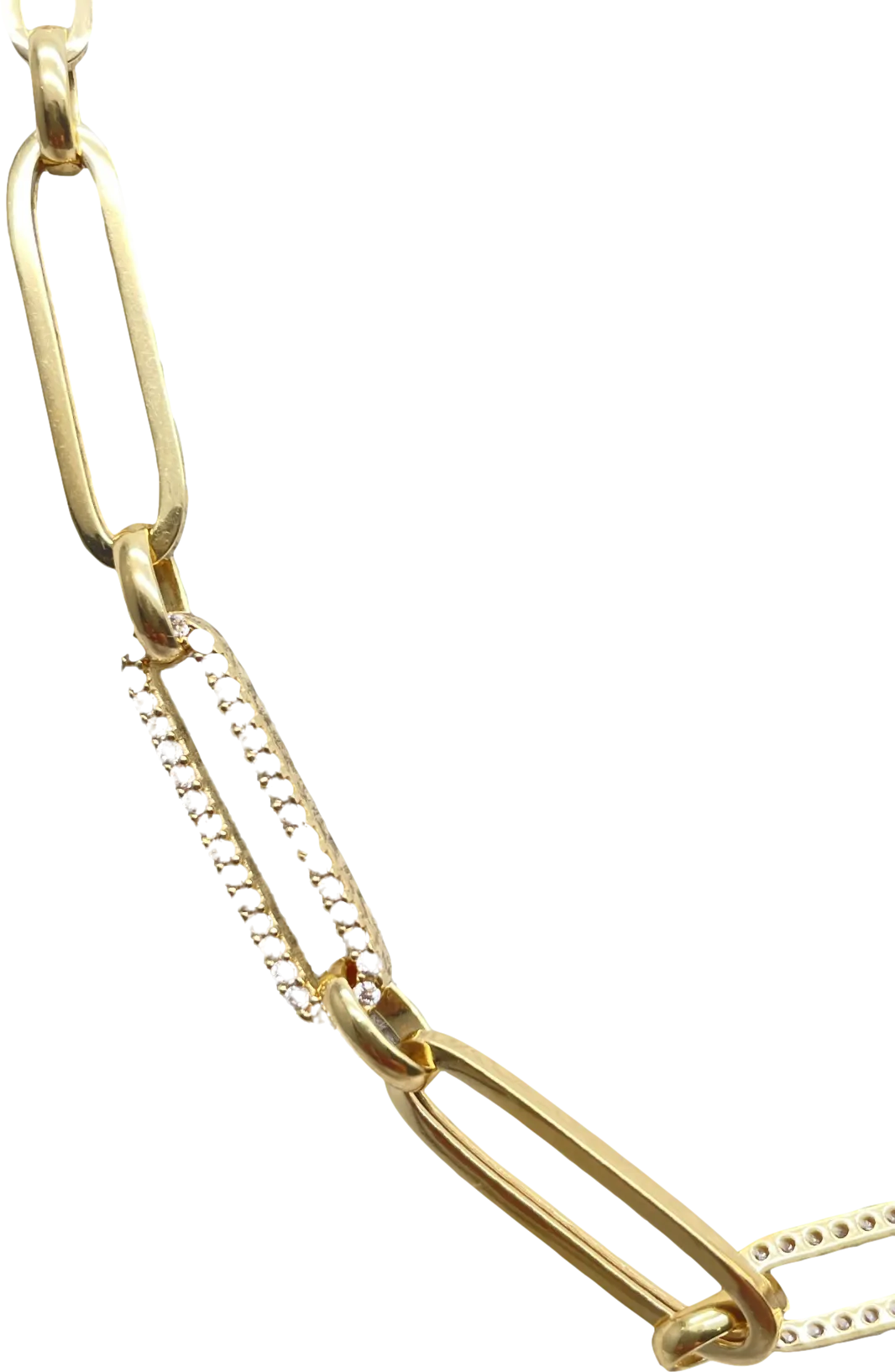glambou Metallic 18k Gold Plated Pave Chain Link Necklace