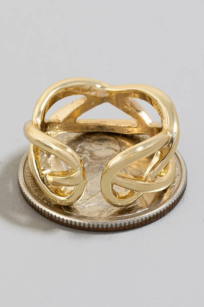 Gold Metallic Woven Open Band Ring