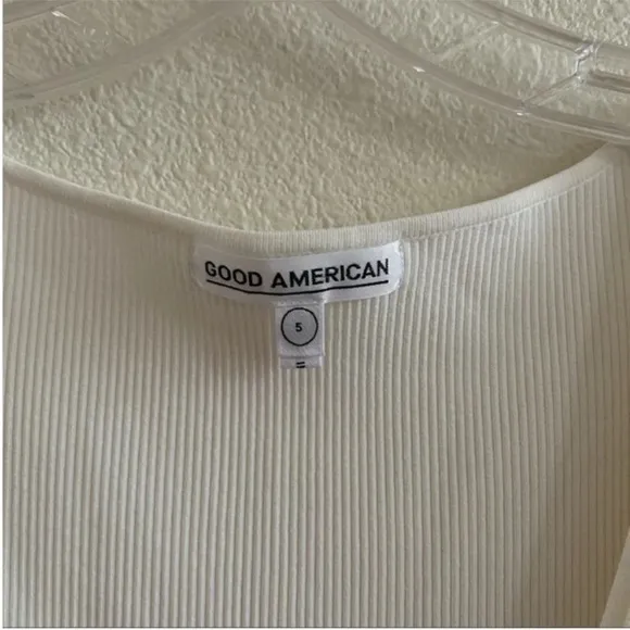 Good American White Criss Cross Ribbed Knit Bodycon Dress NWT