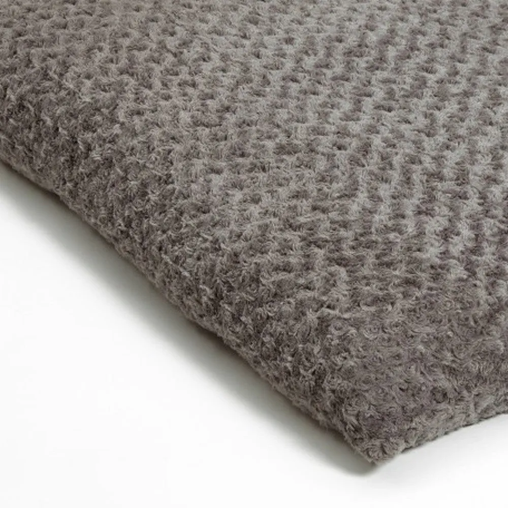 Gray 3' x 4' Lux Faux Fur Rectangle Pet Bed