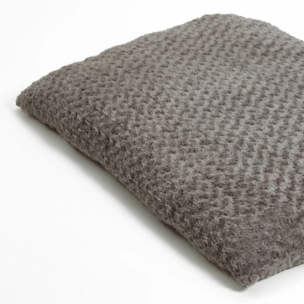 Gray 3' x 4' Lux Faux Fur Rectangle Pet Bed