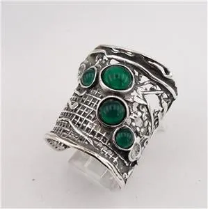 Green Agate Ring 925 Sterling Silver sz 7,8,9,10 Handmade Hadar Designers (H 144