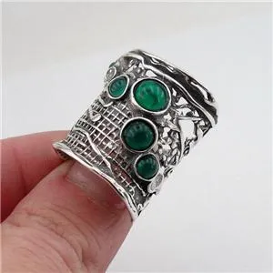 Green Agate Ring 925 Sterling Silver sz 7,8,9,10 Handmade Hadar Designers (H 144