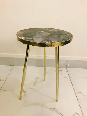 Green Agate Round Edge Accent Table