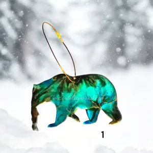 Grizzly Bear With Fish in Mouth Wildlife Cabin Christmas Tree Ornaments Handmade