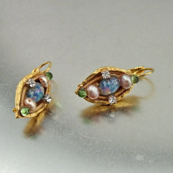 Hadar Designers Handmade Fashion 24k Gold Pl, Zircon, Moreno, Pearl Earrings (as