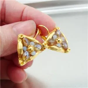 Hadar Designers NEW Handmade High Fashion 24k Yel Gold Murano Glass Earrings (as