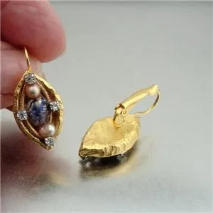 Hadar Designers NEW Handmade High Fashion 24k Yel Gold Murano Glass Earrings (as