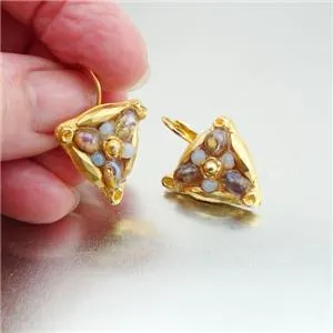 Hadar Designers NEW Handmade High Fashion 24k Yel Gold Murano Glass Earrings (as