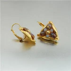 Hadar Designers NEW Handmade High Fashion 24k Yel Gold Murano Glass Earrings (as