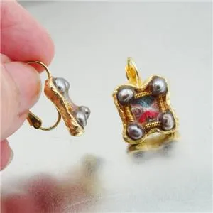 Hadar Designers NEW Handmade High Fashion 24k Yellow Gold Pl Pearl Earrings (as)