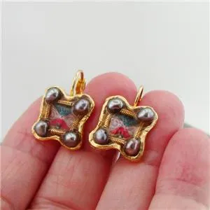 Hadar Designers NEW Handmade High Fashion 24k Yellow Gold Pl Pearl Earrings (as)