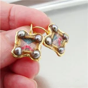 Hadar Designers NEW Handmade High Fashion 24k Yellow Gold Pl Pearl Earrings (as)