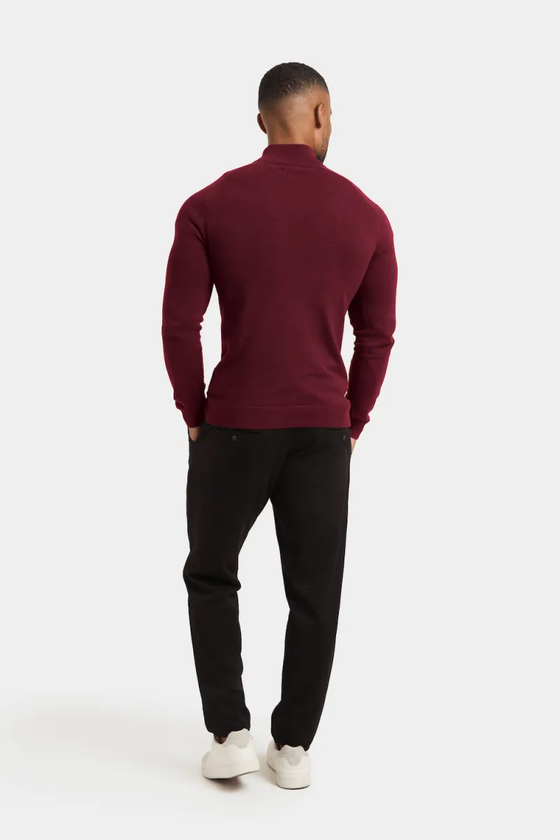 Half Zip Neck in Burgundy