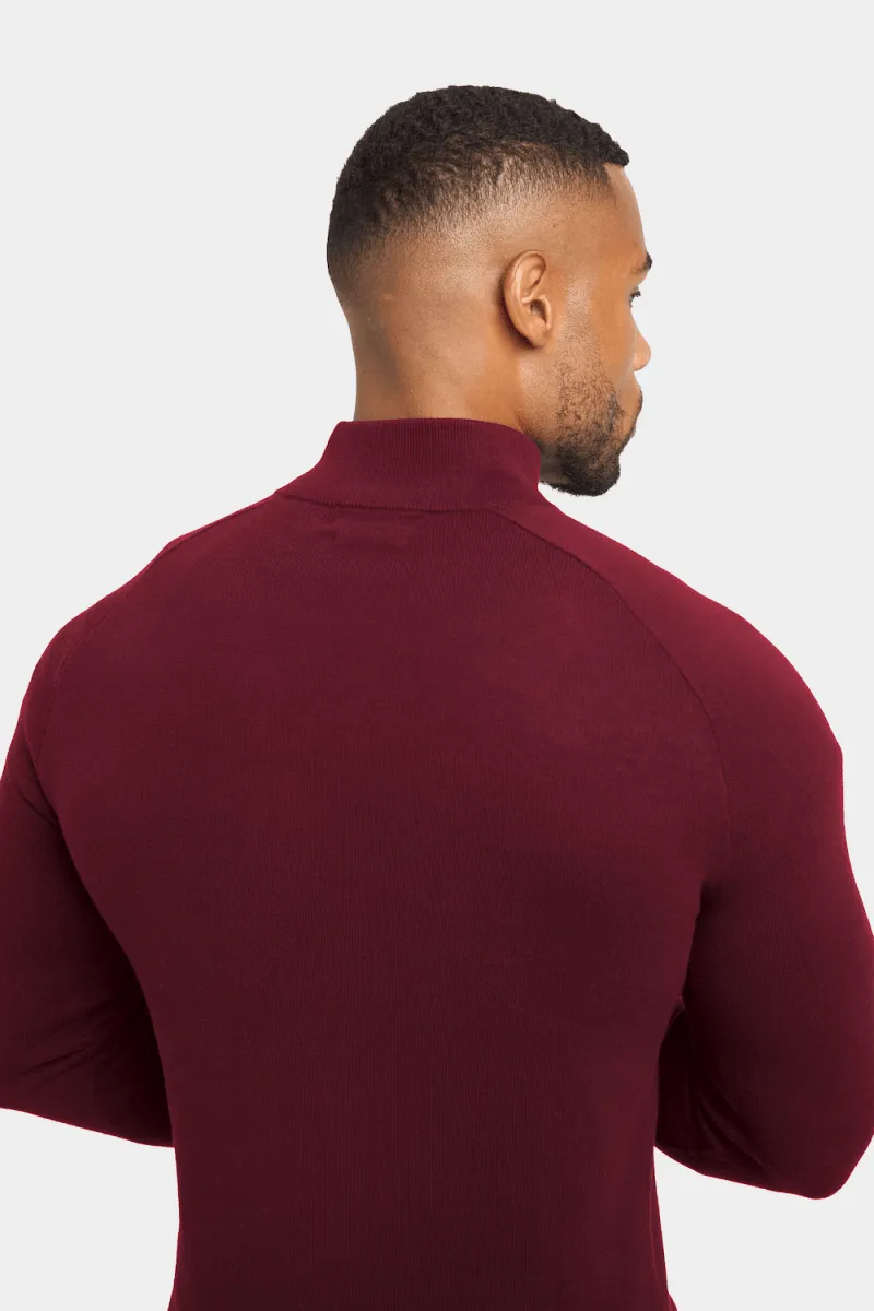 Half Zip Neck in Burgundy