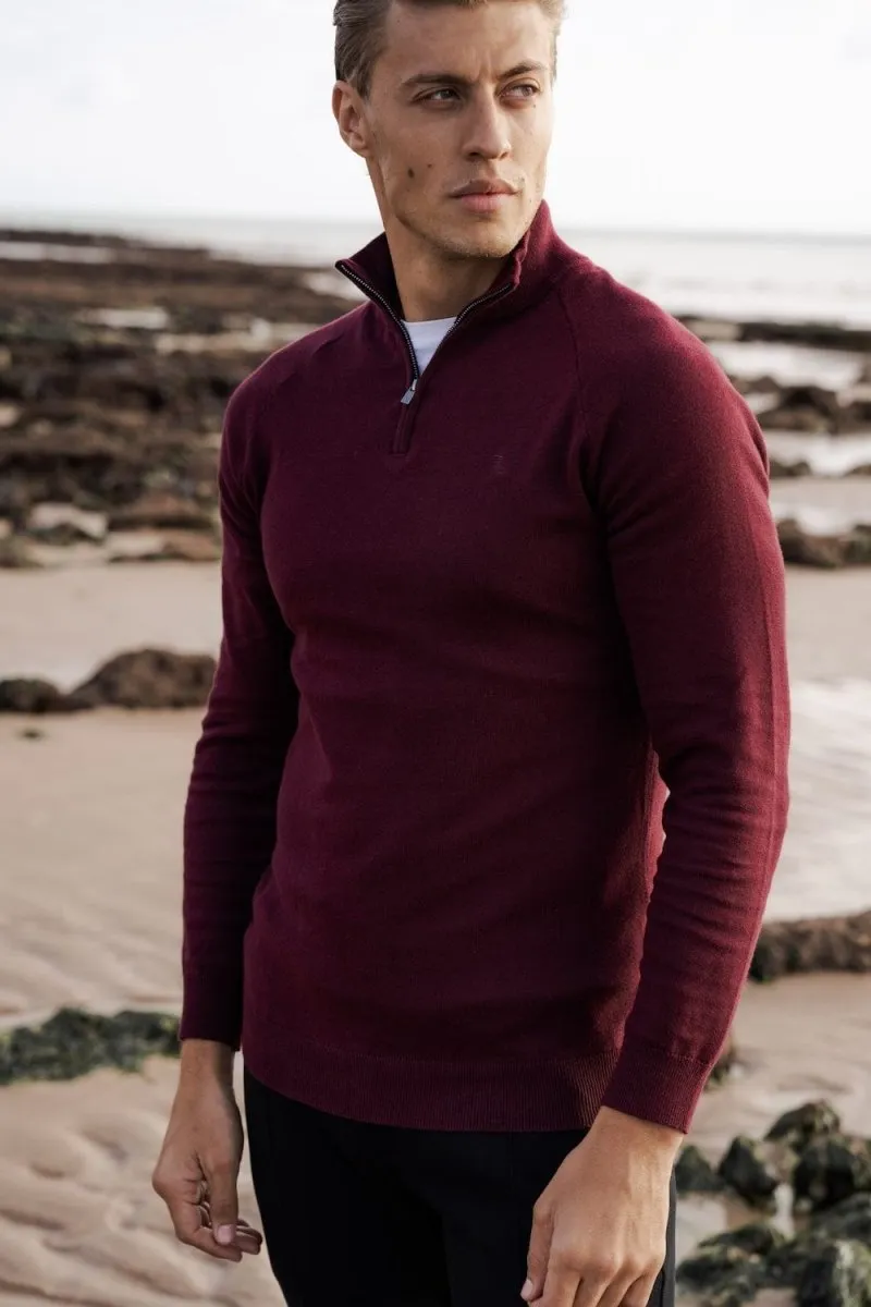 Half Zip Neck in Burgundy