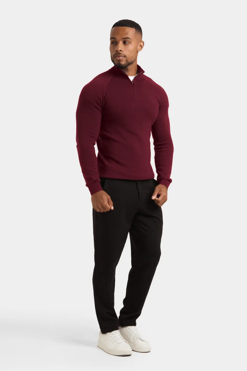Half Zip Neck in Burgundy