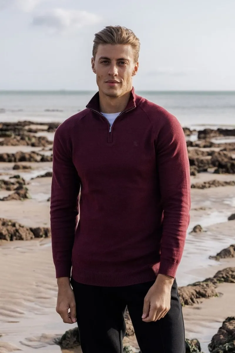 Half Zip Neck in Burgundy