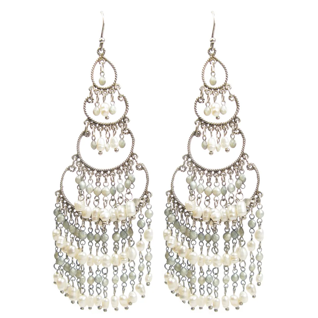 Hand-made Baroque Pearl Chandelier Earrings