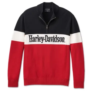 Harley-Davidson® Men's Darting 1/4 Zip Sweater - Red