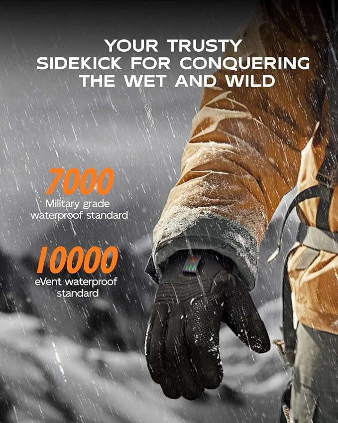 Heated Gloves for Men Women, Electric Heated Work Gloves, Rechargeable 7.6V Battery, 8.5h Warmth, Waterproof Event Heating Glove for Winter Sports, Motorcycle Cycling Skiing Hiking Camping