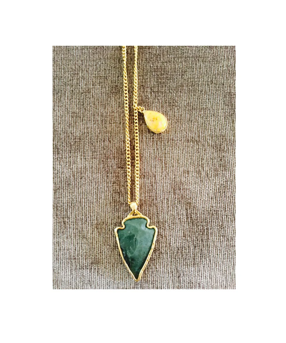 Heather Benjamin | Small Green Jasper Arrowhead Necklace