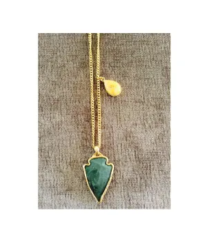 Heather Benjamin | Small Green Jasper Arrowhead Necklace