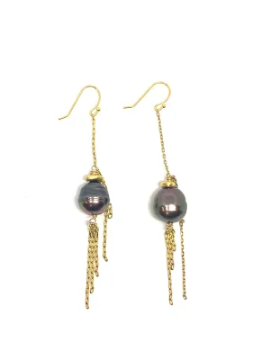Heather Benjamin Tahitian Pearl Dangle Earrings with Waterfall Chain
