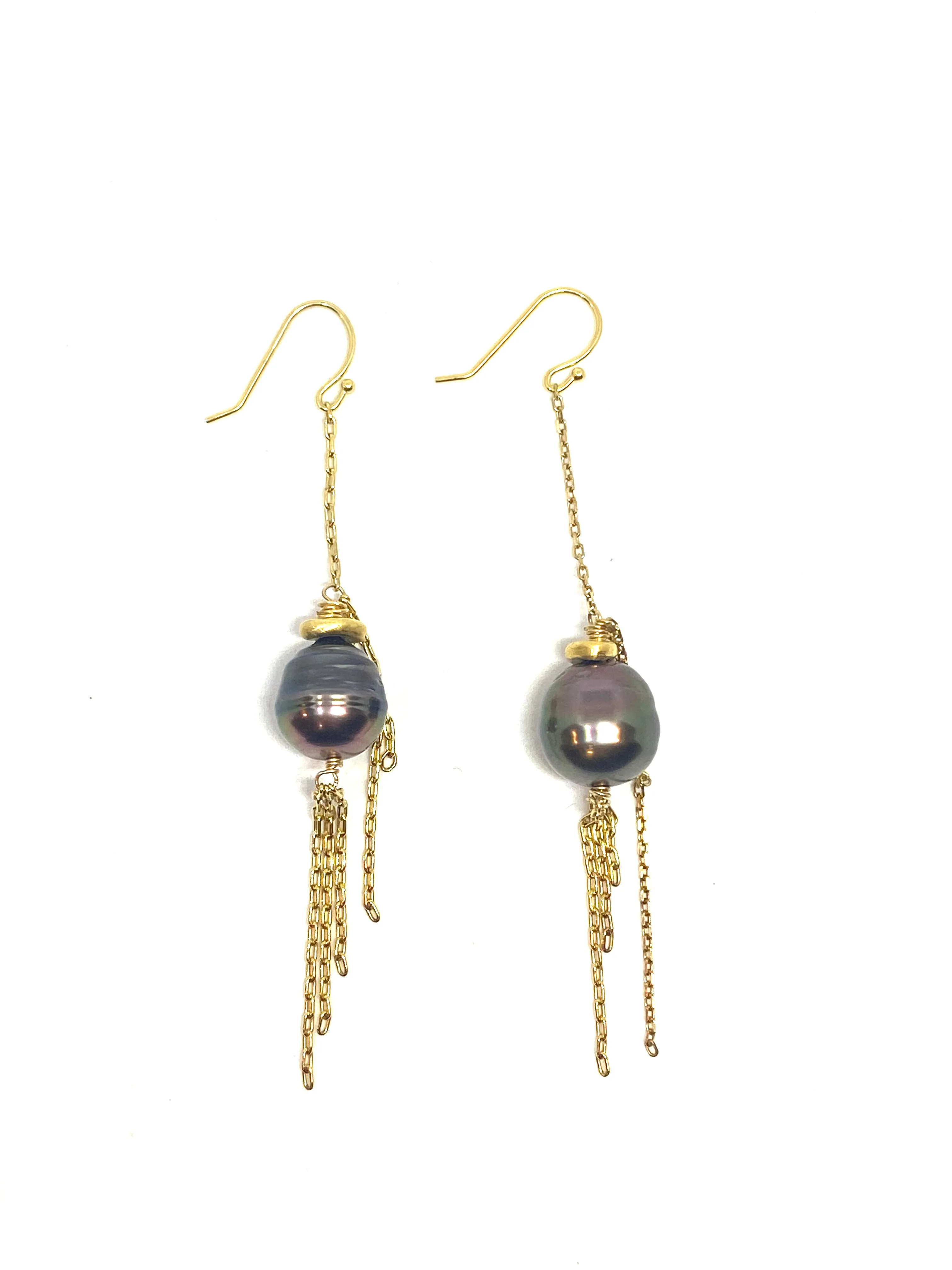 Heather Benjamin Tahitian Pearl Dangle Earrings with Waterfall Chain