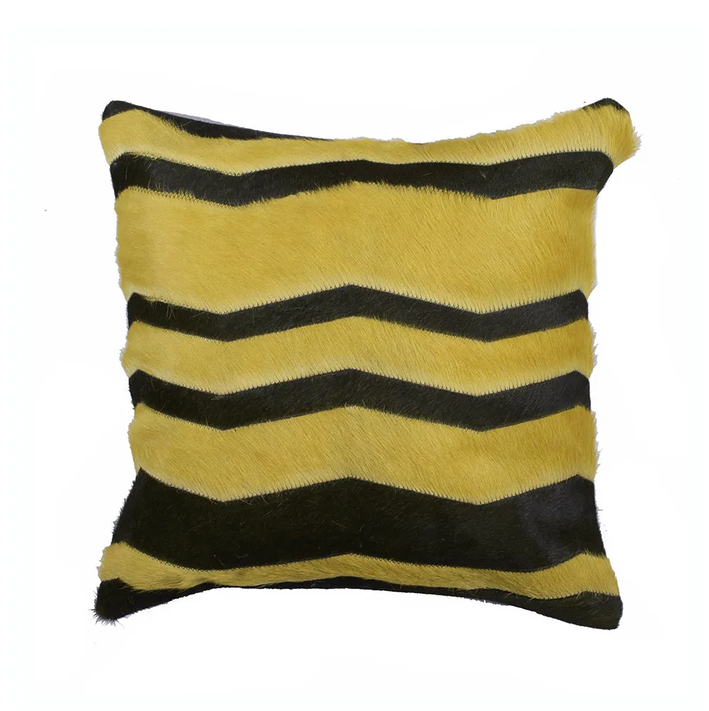 Herringbone Green Lemon Hide Pillow